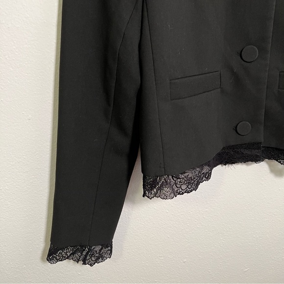 Zara Basic Collection Lace Trim Crop Blazer Black S - Picture 7 of 13